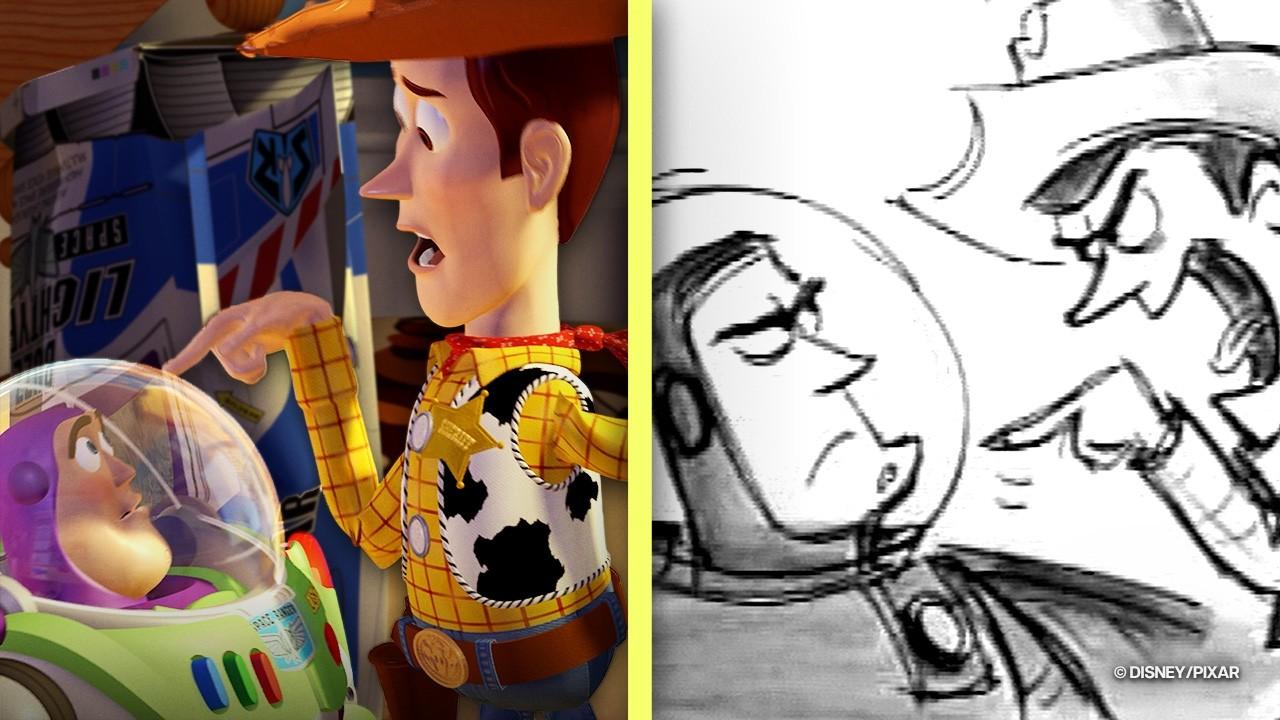 Toy Story Side by Side | "Falling with Style" Scene | Storyboards vs Film