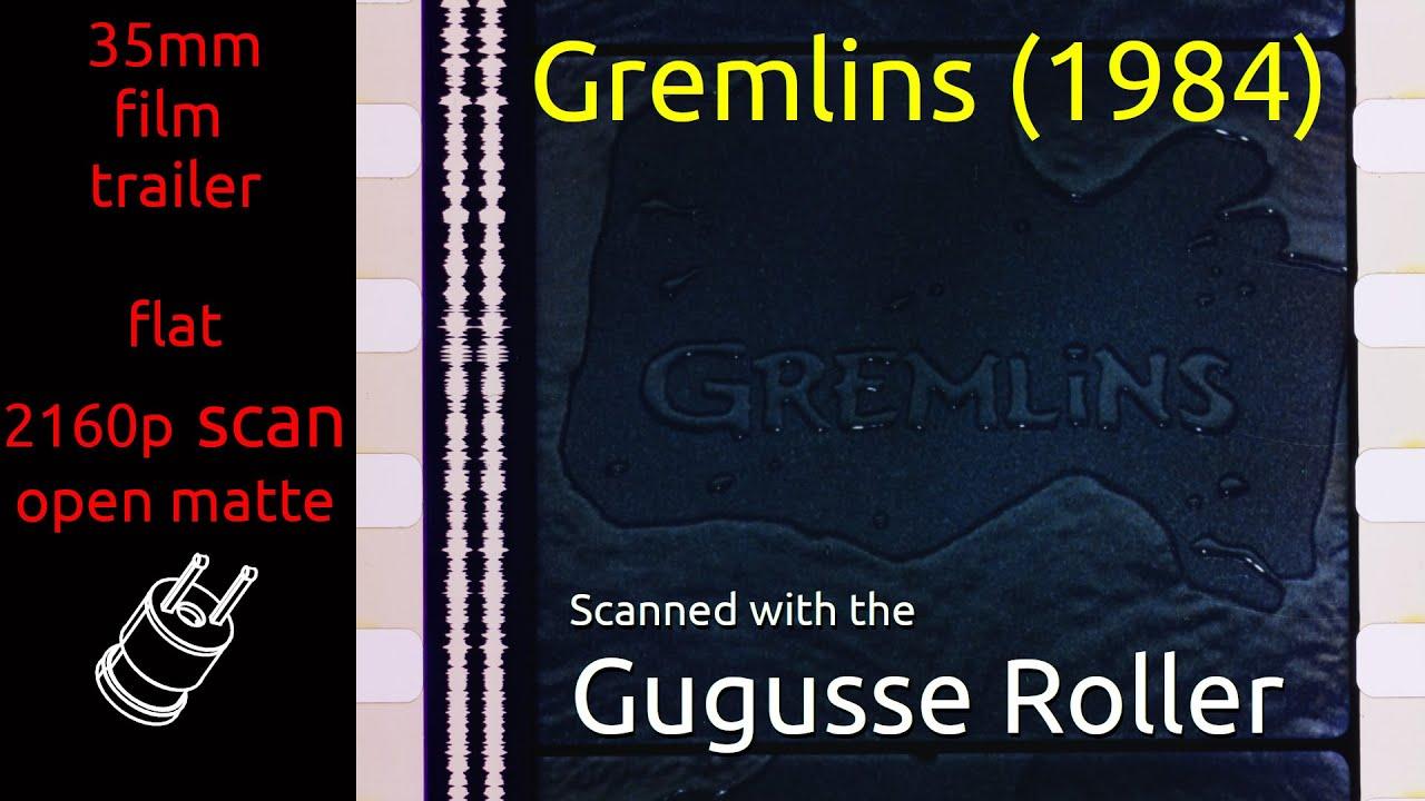 Gremlins (1984) 35mm film trailer teaser, flat open matte, 2160p