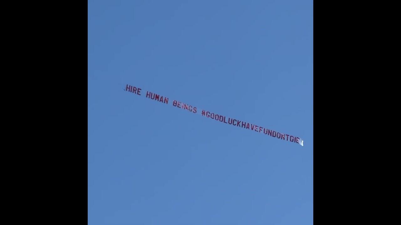 'Hire Human Beings' Flight Over Silicon Valley