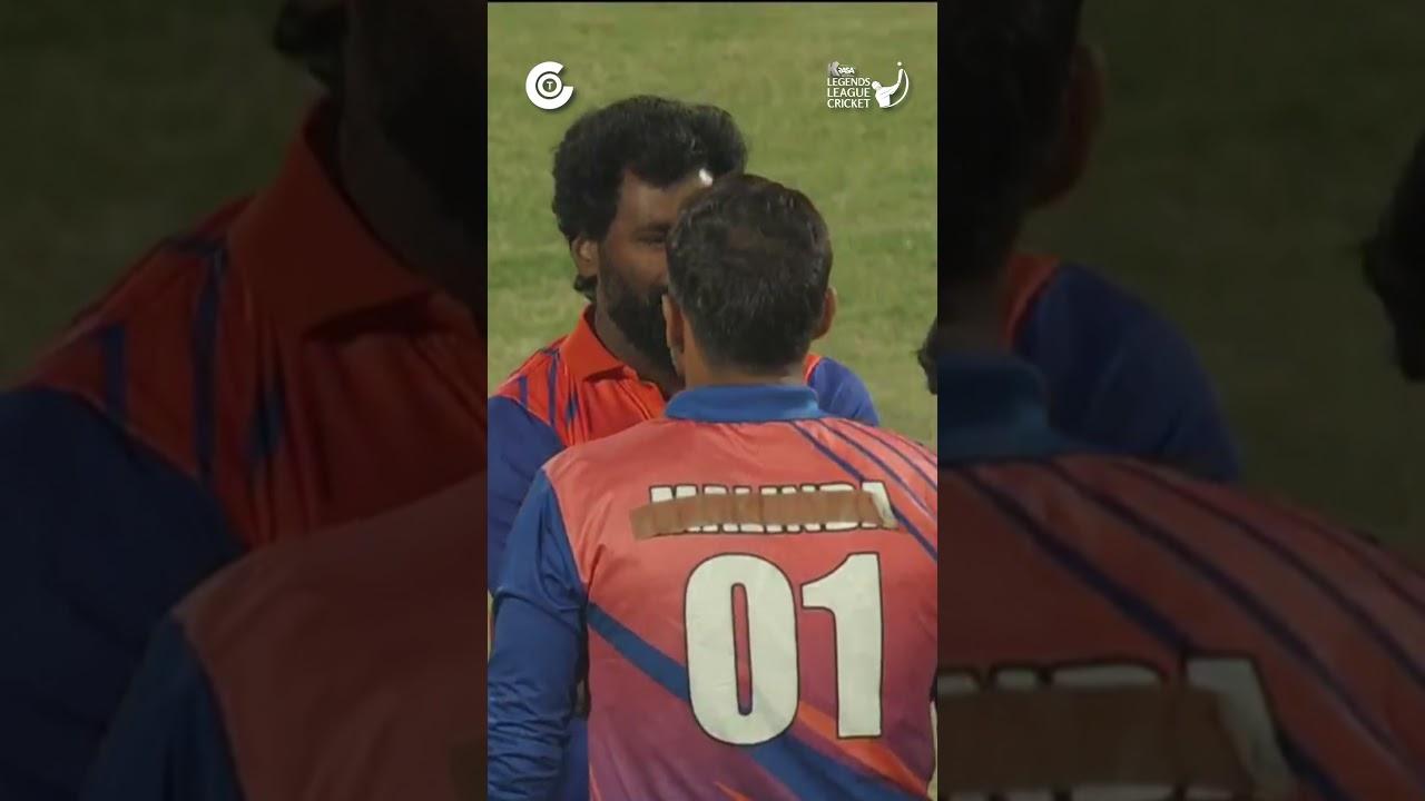 First ball. Pure magic. 🔥🏏Parvinder Awana castles Rajat Bhatia. #LLC