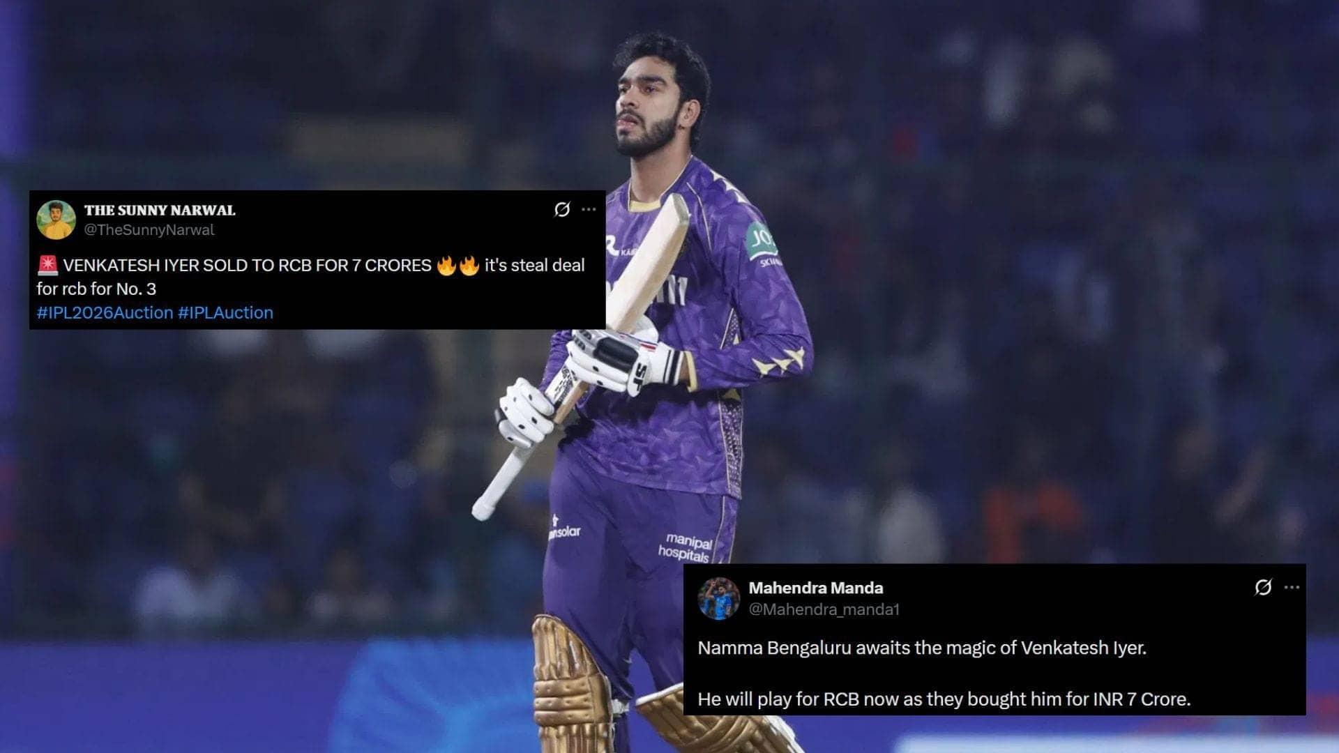 RCB's Big Win! Venkatesh Iyer Joins for ₹7 Cr in IPL 2026