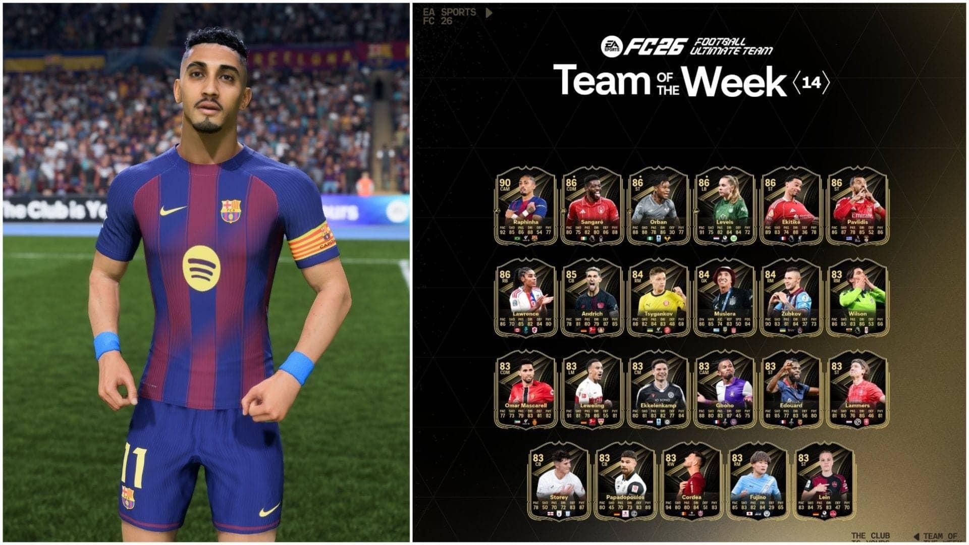 Raphinha Steals the Show in EA FC 26 TOTW 14 Roster!