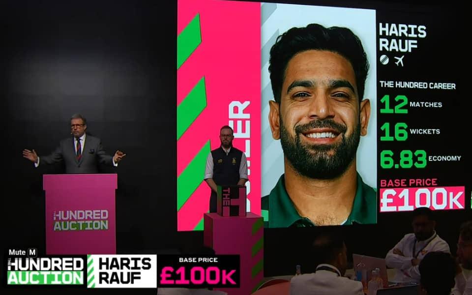 Haris Rauf's shocking unsold fate at Men's Hundred auction