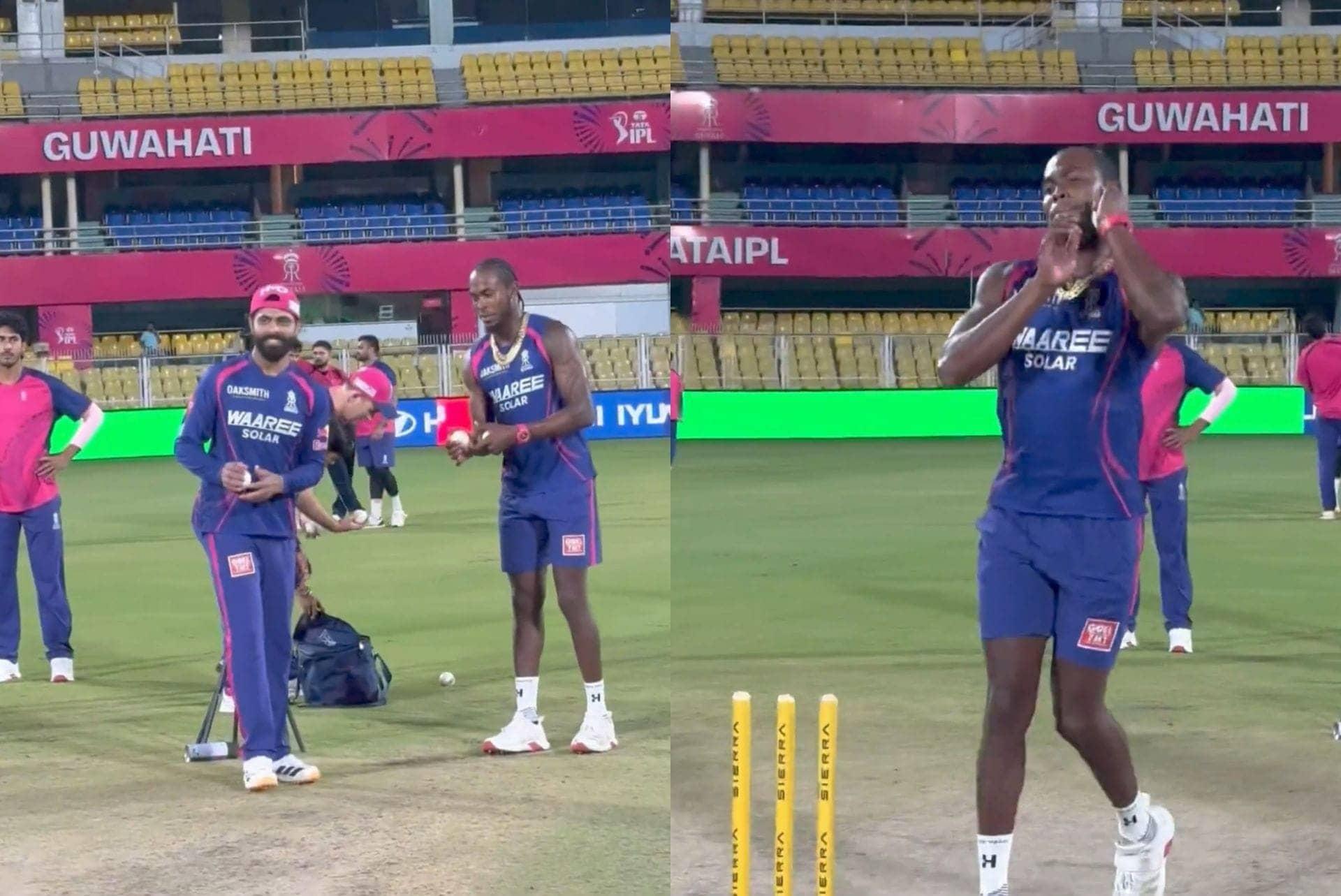 Jofra Archer mimics Ravindra Jadeja ahead of IPL 2026 clash