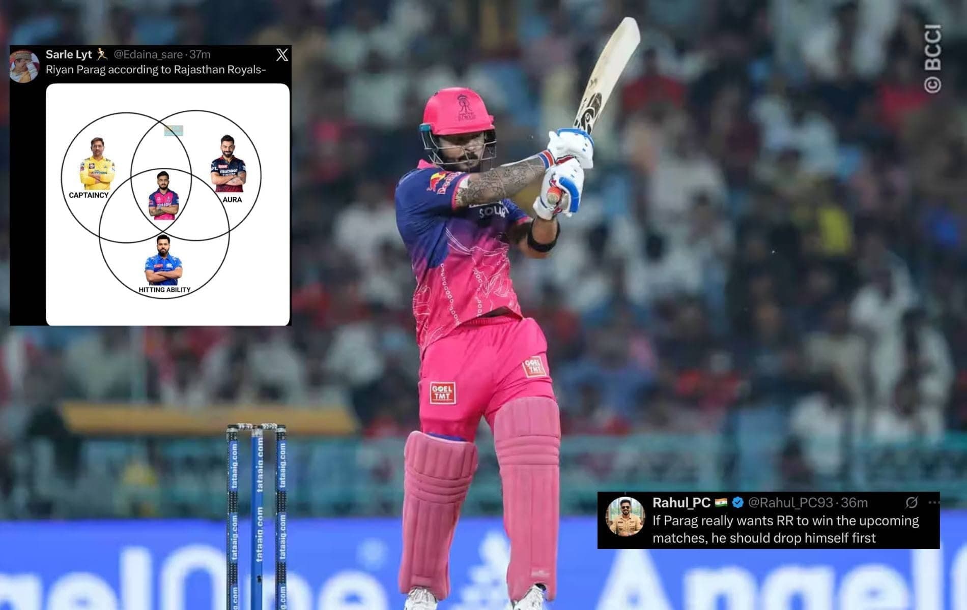 Riyan Parag ka helicopter shot ya engine failure? Fans ka mazak!