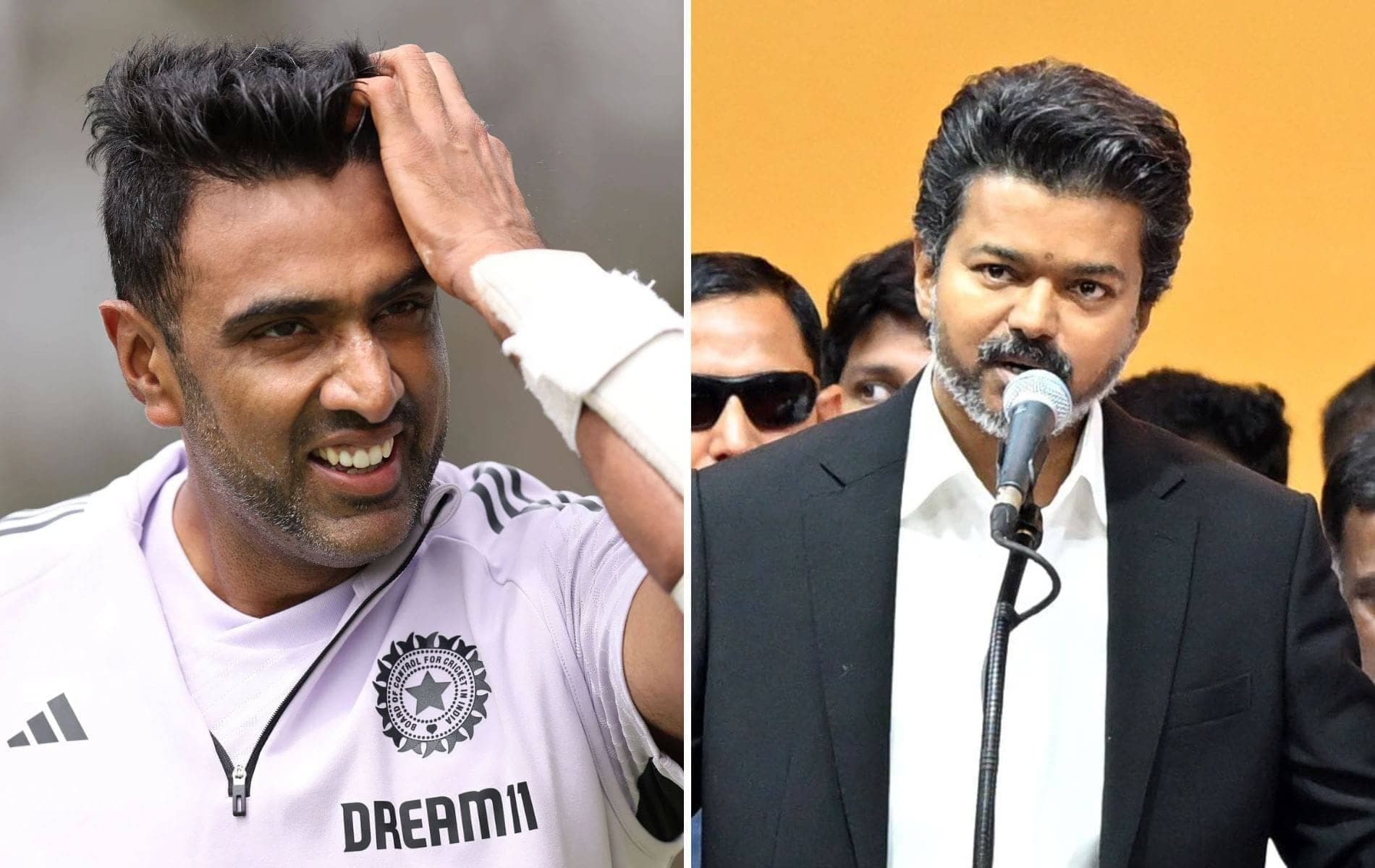 "Get a cab & get to Chepauk ASAP" - R Ashwin hilariously spots CSK star lookalike at Tamil Nadu CM Vijay's oath ceremony [In Picture]