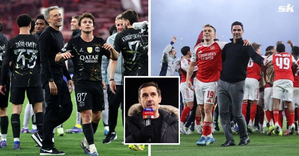 Gary Neville predicts PSG will dominate Arsenal in final showdown