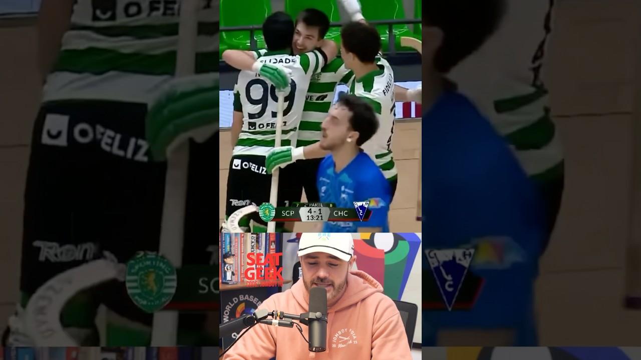 Roller hockey star combines several moves to score the goal