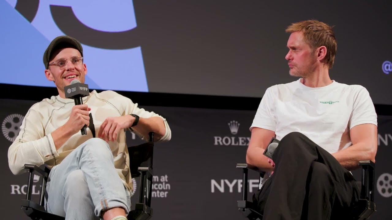 Harry Lighton and Alexander Skarsgård on Pillion