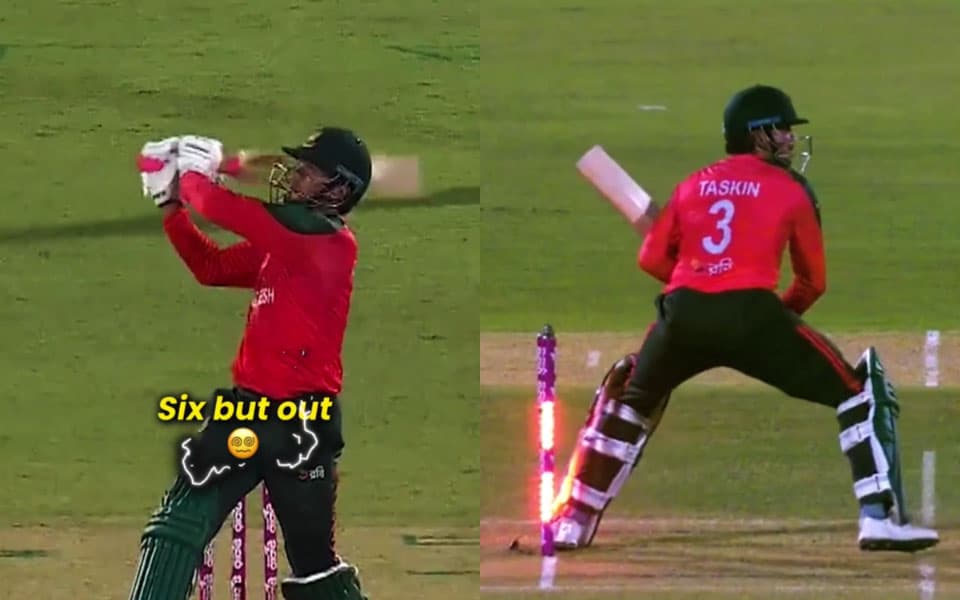 Taskin ka chhakka, par bails ne kiya hit-wicket ka drama!