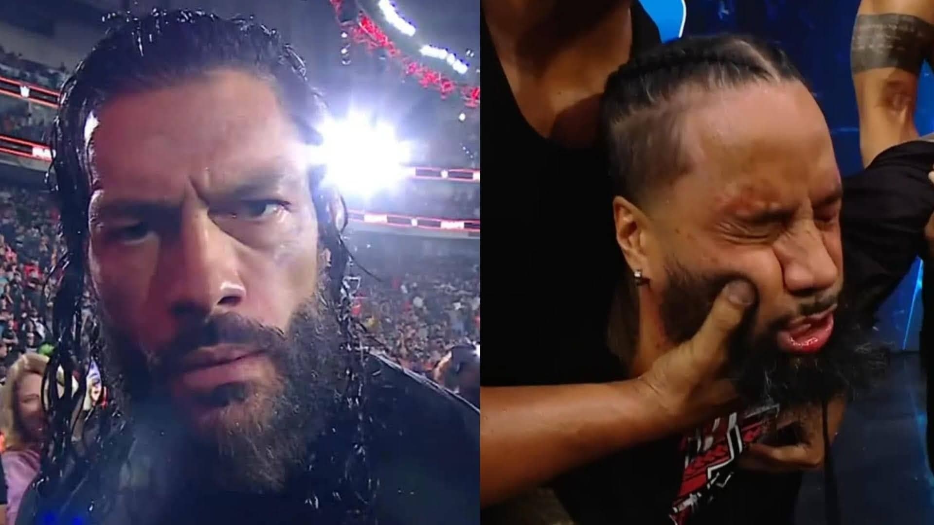 Roman Reigns erupts as Jacob Fatu challenges for title